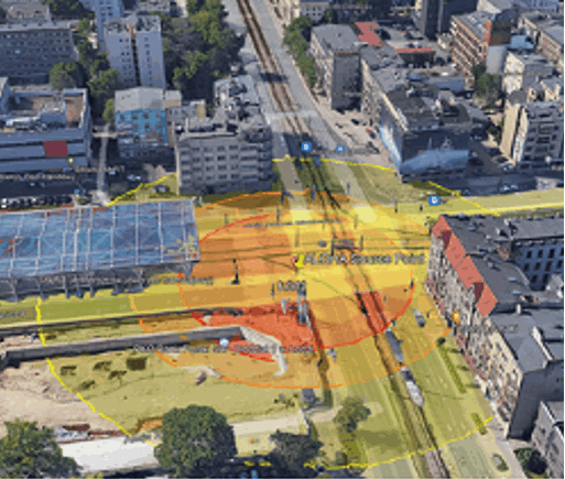 Wizualizacja zasięgu oddziaływania substancji niebezpiecznej