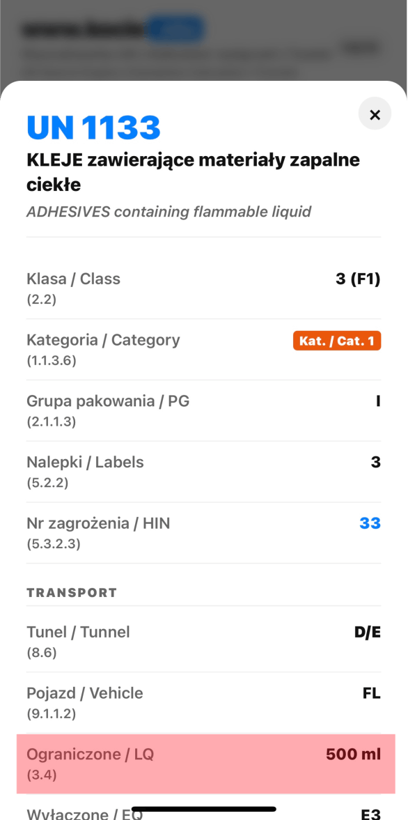 Wyłączenie LQ (limited quantites)